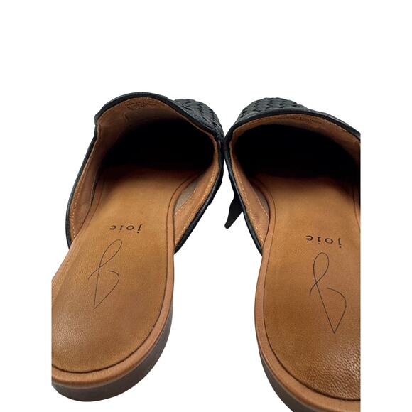 Joie Black Leather Basketweave Textured Preppy Classic Mules Women's Size 8.5 - Picture 5 of 9